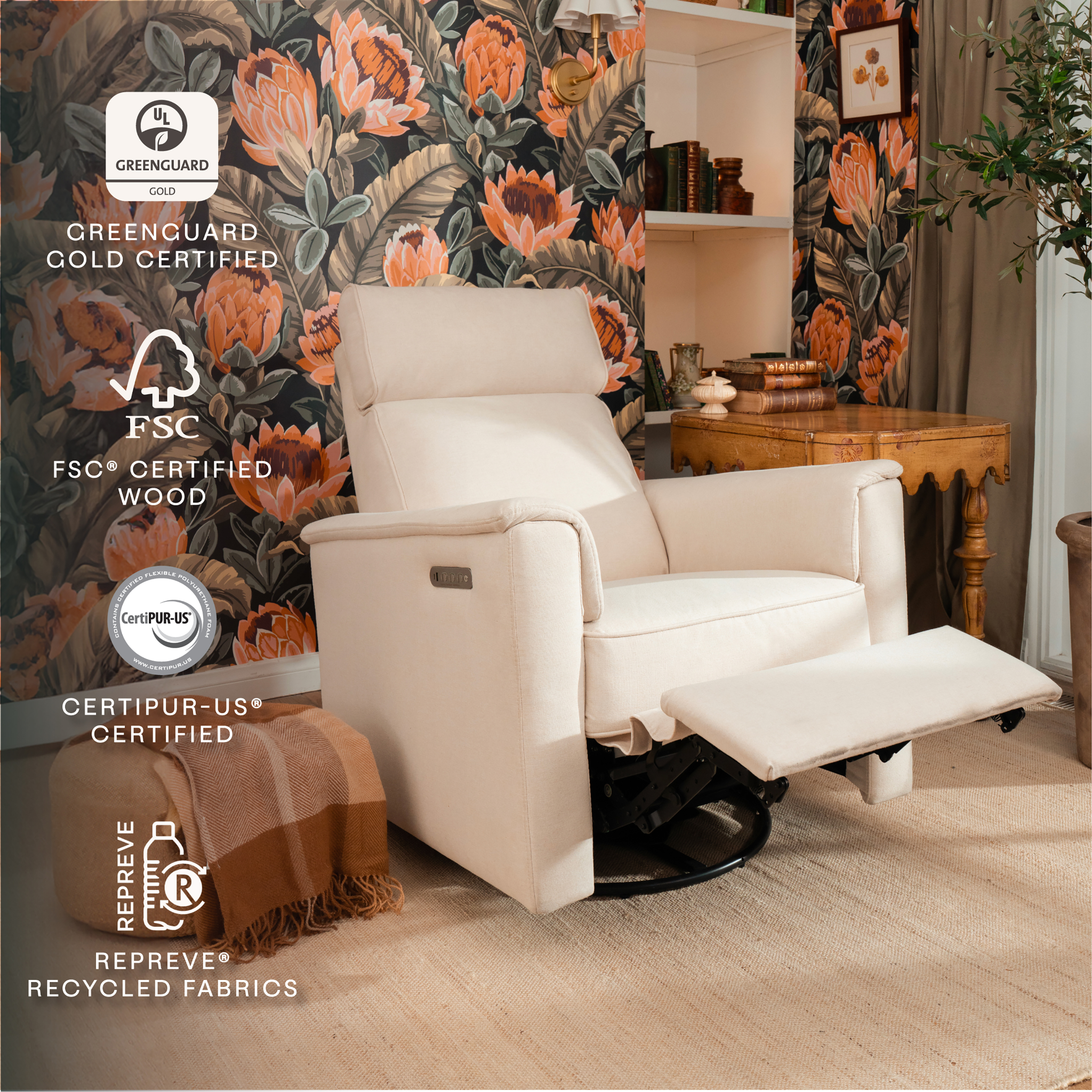 Willa Pro Power Recliner and Swivel Glider - Tots to Teens Furniture
