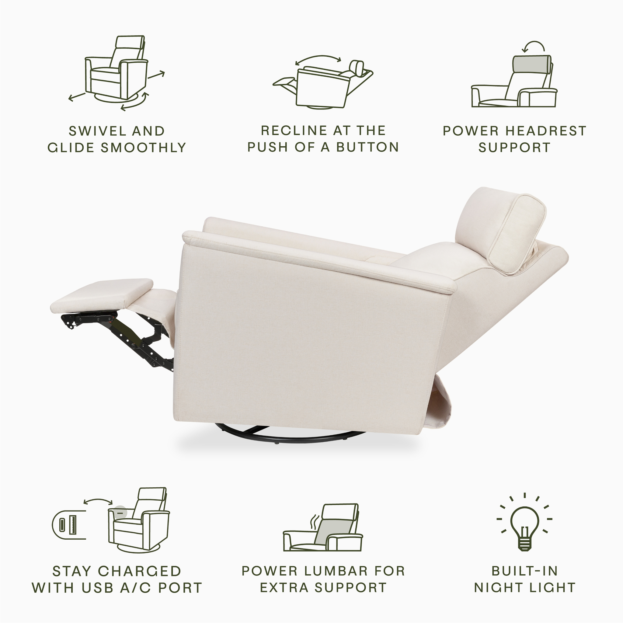 Willa Pro Power Recliner and Swivel Glider | Tots to Teens Furniture