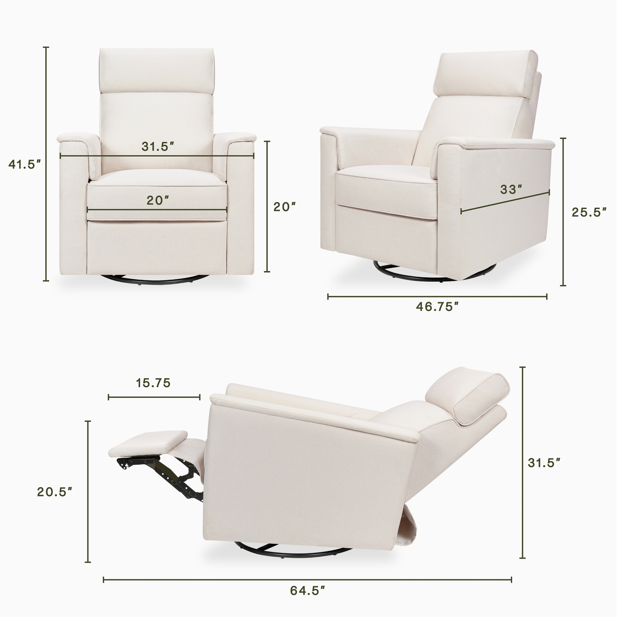 Willa Pro Power Recliner and Swivel Glider | Tots to Teens Furniture