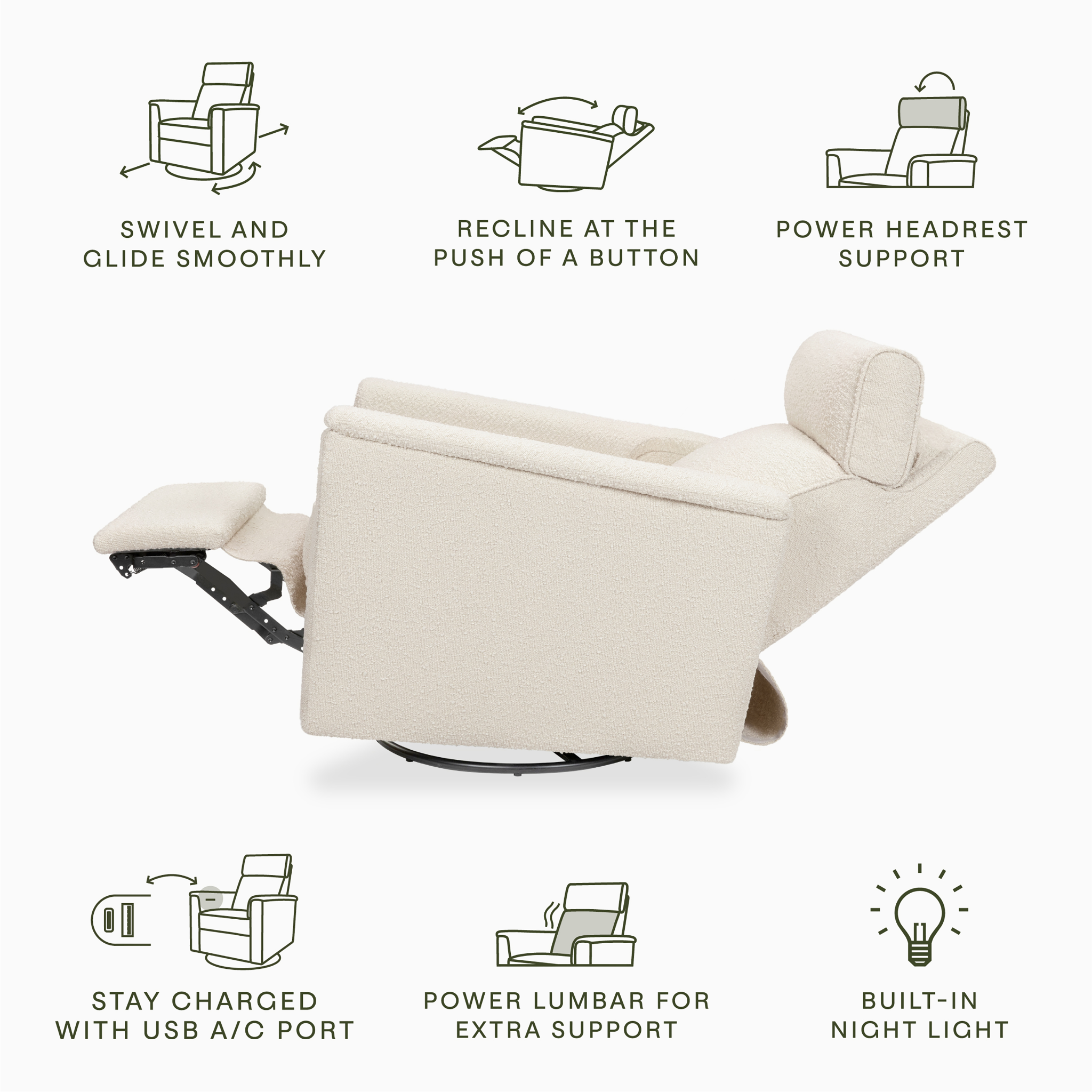 Willa Pro Power Recliner and Swivel Glider - Tots to Teens Furniture