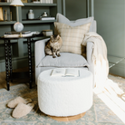 Stationary Oval Ottoman with Wood Base - Tots to Teens Furniture