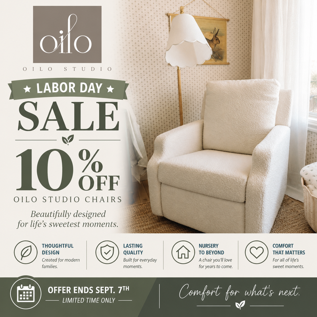 Oilo Studio Labor Day Sale 10% off till sept 7th.