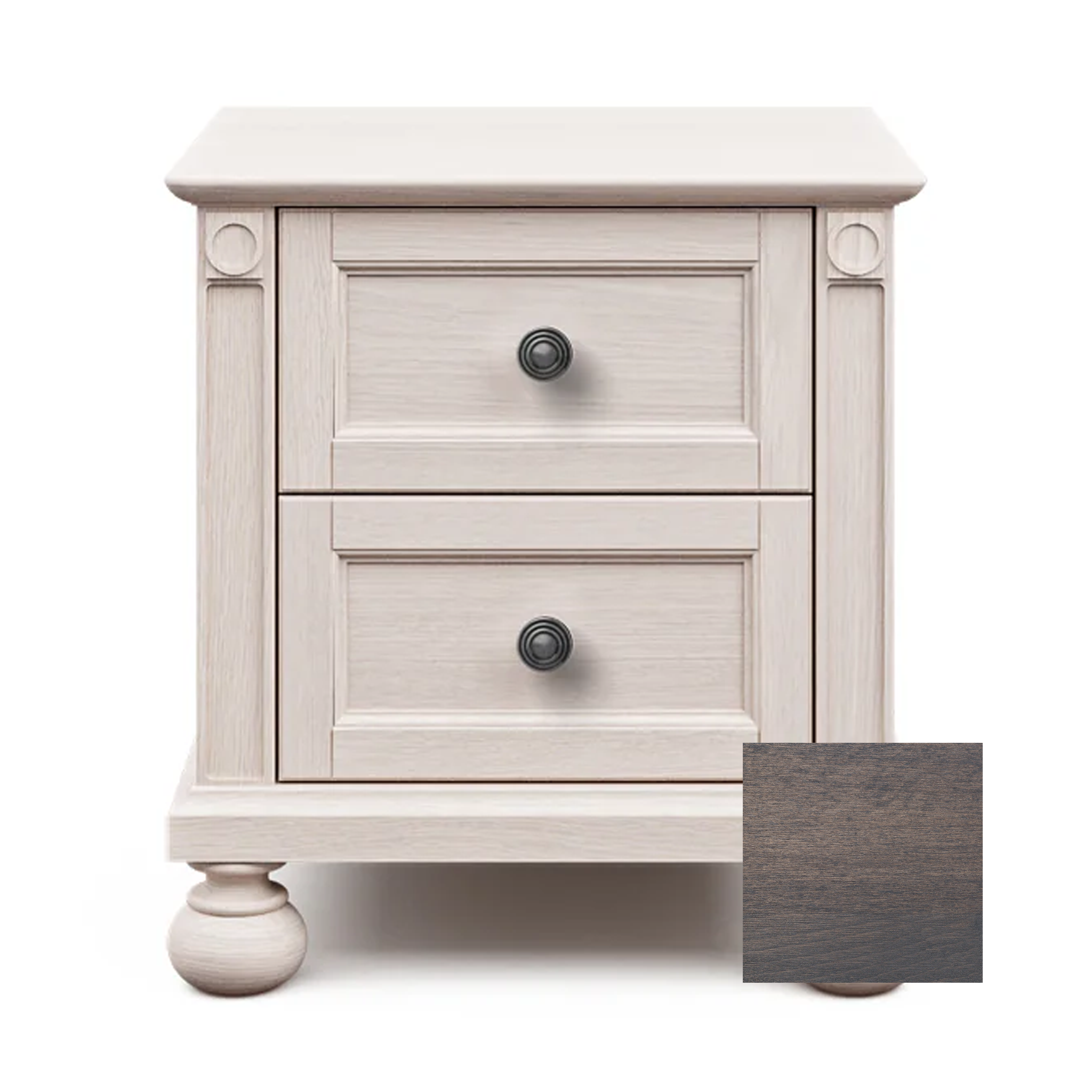 Romina Dakota 2 Drawer Nightstand Oil Grey Pewter - Tots to Teens Furniture