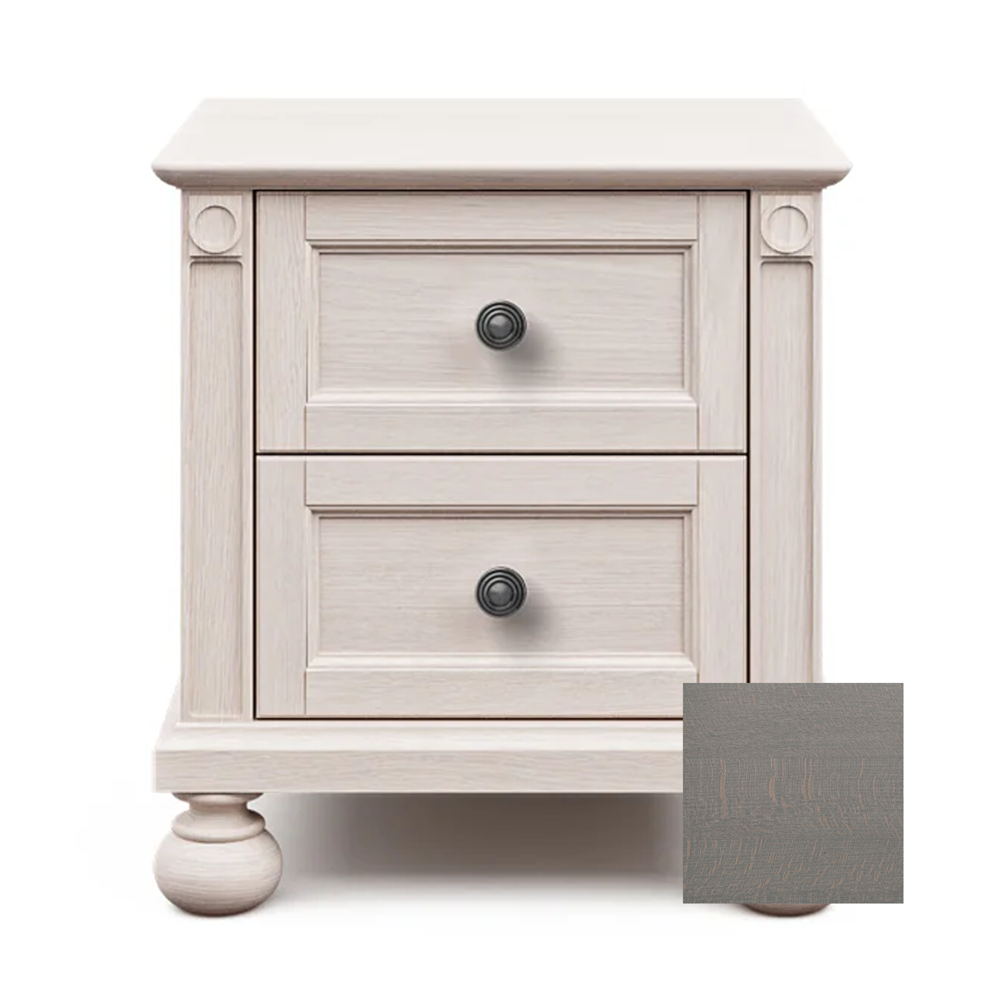 Romina Dakota 2 Drawer Nightstand Washed Grey Pewter - Tots to Teens Furniture
