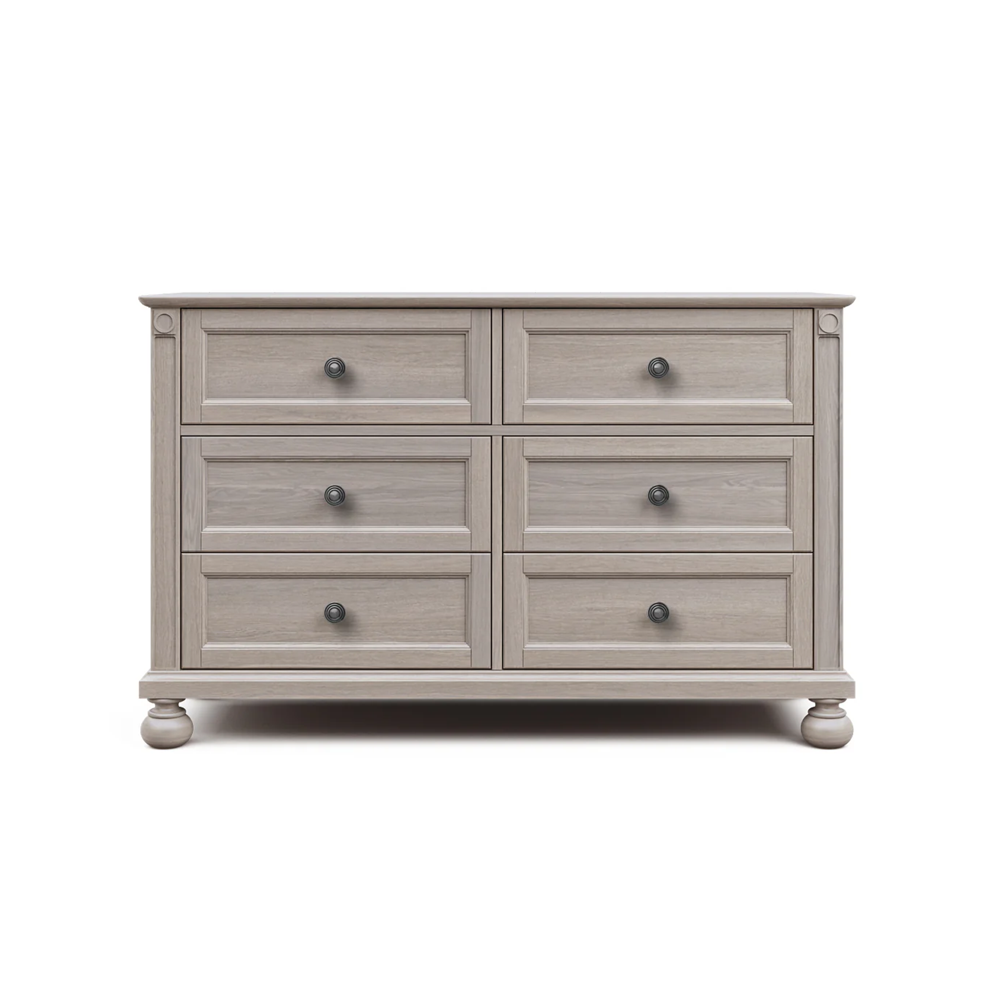 double dresser grey Dakota | Solid Wood Baby Furniture | Greenguard Gold Bruno Antico / Celtic Knot 6 drawer dresser