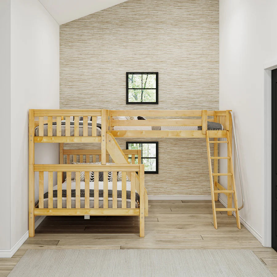 High Corner Triple Loft Bunk with Angled Ladders - Tots to Teens Furniture