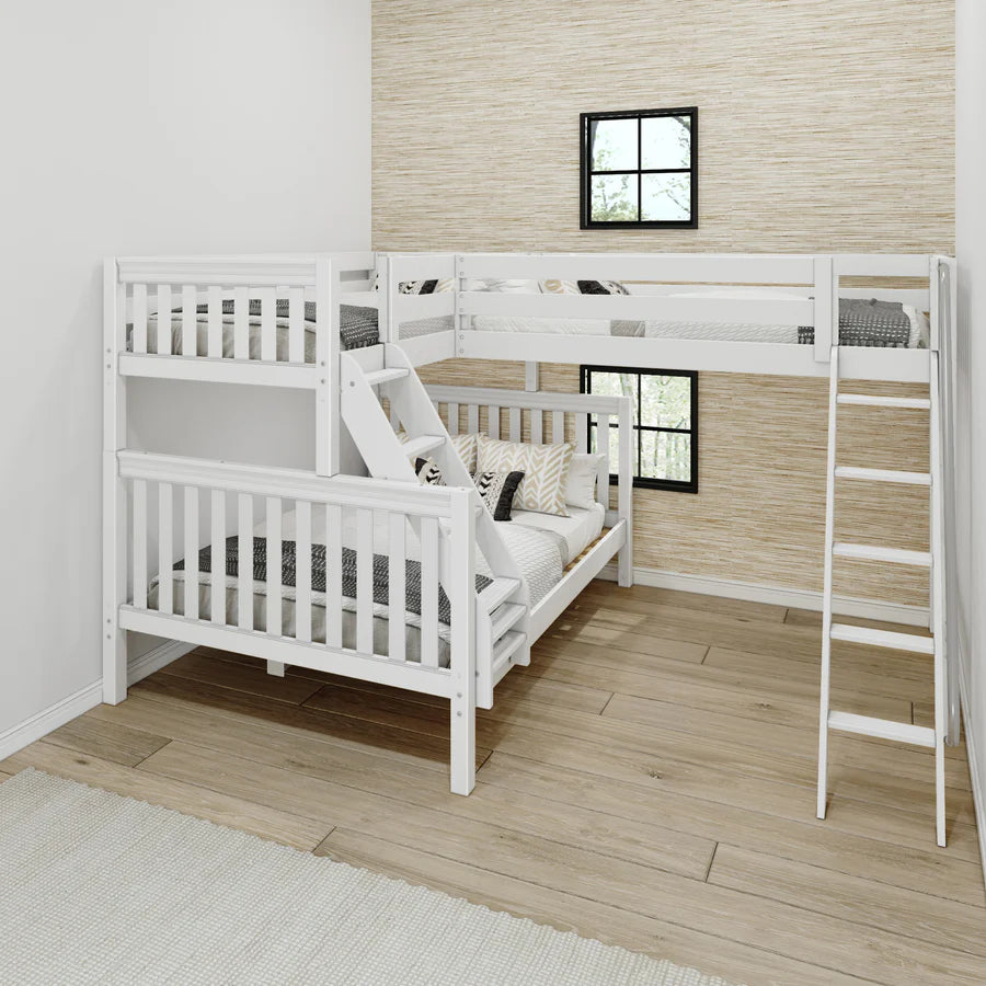 High Corner Triple Loft Bunk with Angled Ladders - Tots to Teens Furniture