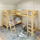 High Corner Loft Bunk with Straight Ladder and Angled Ladder - Tots to Teens Furniture