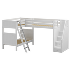 High Corner Triple Loft Bunk with Stairs and Angled Ladder Bunks - Tots to Teens Furniture