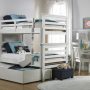 LUCCA TWIN OVER TWIN BUNK BED IN SEASHELL WHITE ROOM VIEW (TRUNDLE SHOWN)