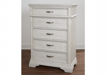 Kerrigan 5 Drawer Chest in Rustic White