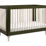 Lolly Crib Olive and Washed Natural Angle