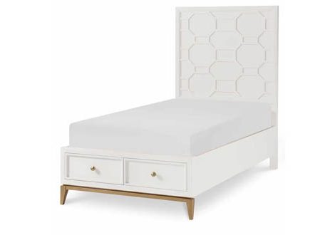 Chelsea Twin Panel Bed with Storage Footboard