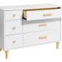 Lolly 6 Drawer Dresser in White and Natural Large Drawer Detail