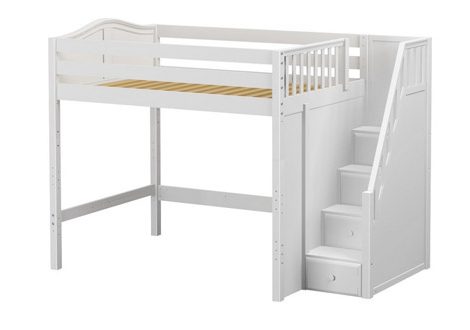 full size low loft bed with stairs