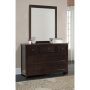 5 DRAWER DRESSER IN CHOCOLATE ROOM VIEW WITH MIRROR