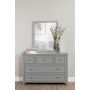 5 DRAWER DRESSER IN GRAY WITH MIRROR ROOM VIEW