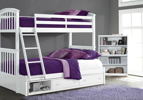 Schoolhouse 4 0 Twin Over Full Sidney, Twin Over Full Bunk Bed With Shelves