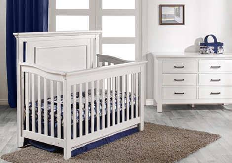 Como Flat Top Crib And Dresser Set In Vintage White By Pali Furniture