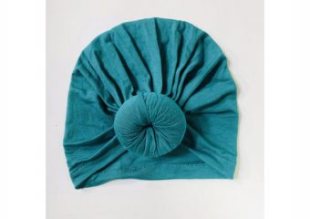 Baby Top Knot Hat - Peacock