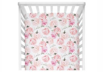 Crib Sheet - Peach Peony Blooms