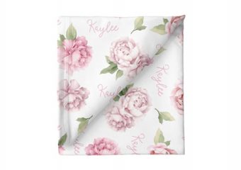 Large Stretchy Blanket - Pink Peonies 1