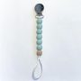 Pacifier + Teether Clip - Silicone with 1 Beechwood Bead - Seaglass