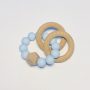 Silicone + Beechwood Teether - 2 Ring - Blue