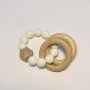 Silicone + Beechwood Teether - 2 Ring - White